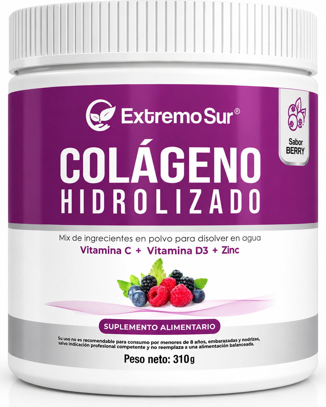 Colágeno Hidrolizado 310 gr - Sabor Berries