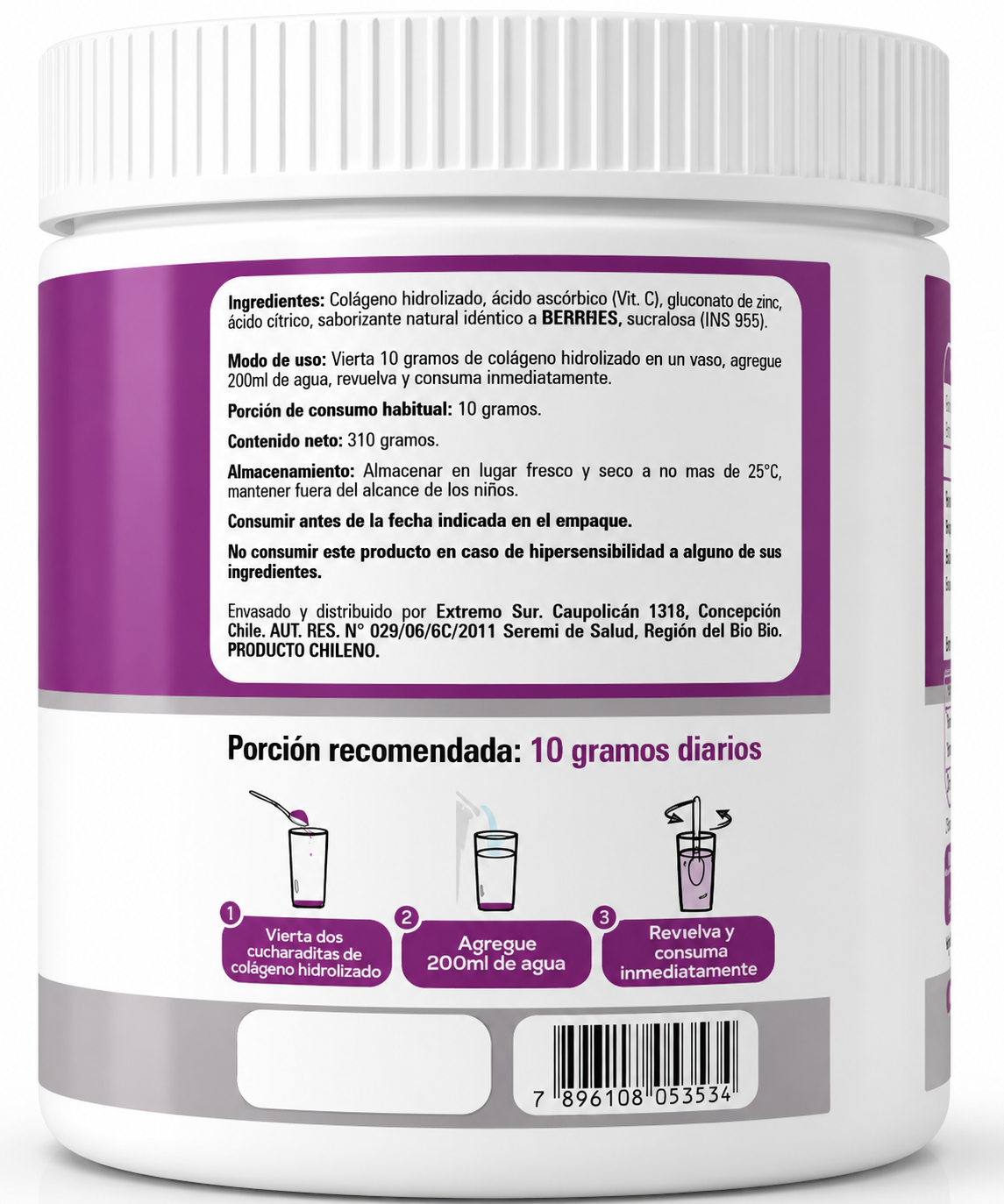 Colágeno Hidrolizado 310 gr - Sabor Berries