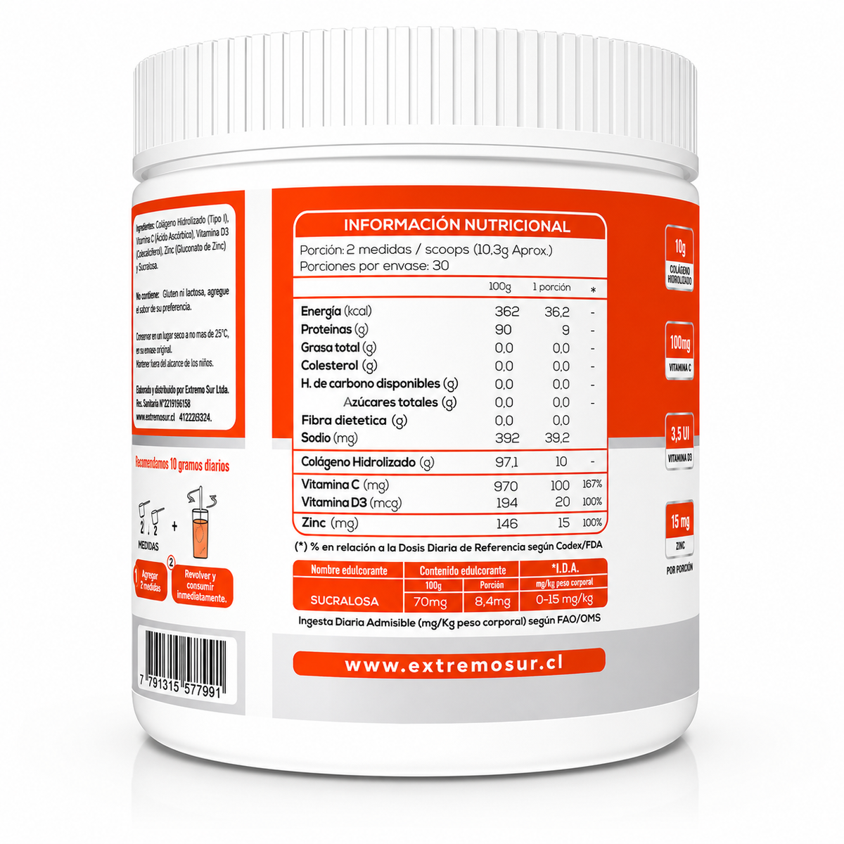 Colágeno Hidrolizado 310 gr - Sabor Berries