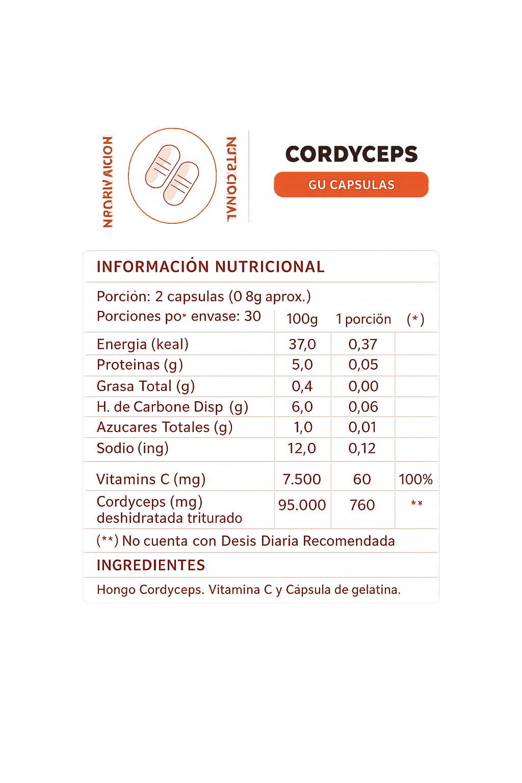 Cordyceps Suplemento Deportistas 60 Capsulas