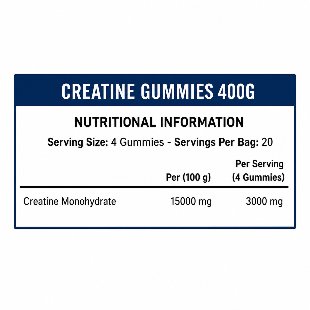 Creatina Monohydrate GUMMIES - 80 gomas / 20 servicios