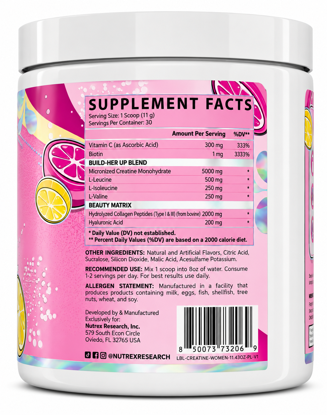 Creatina for WOMEN + Booty & Beauty - 324 grs / 30 servicios