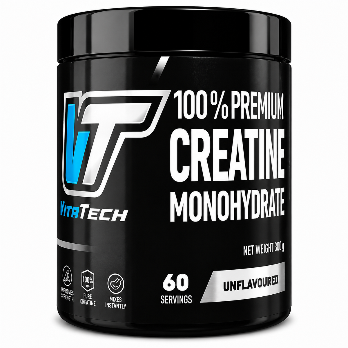Creatina Monohydrate 100% PREMIUM – 300 grs / 60 servicios, unflavored