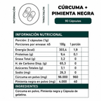 Curcuma + Pimienta Negra 500 Mg 90 Cápsulas