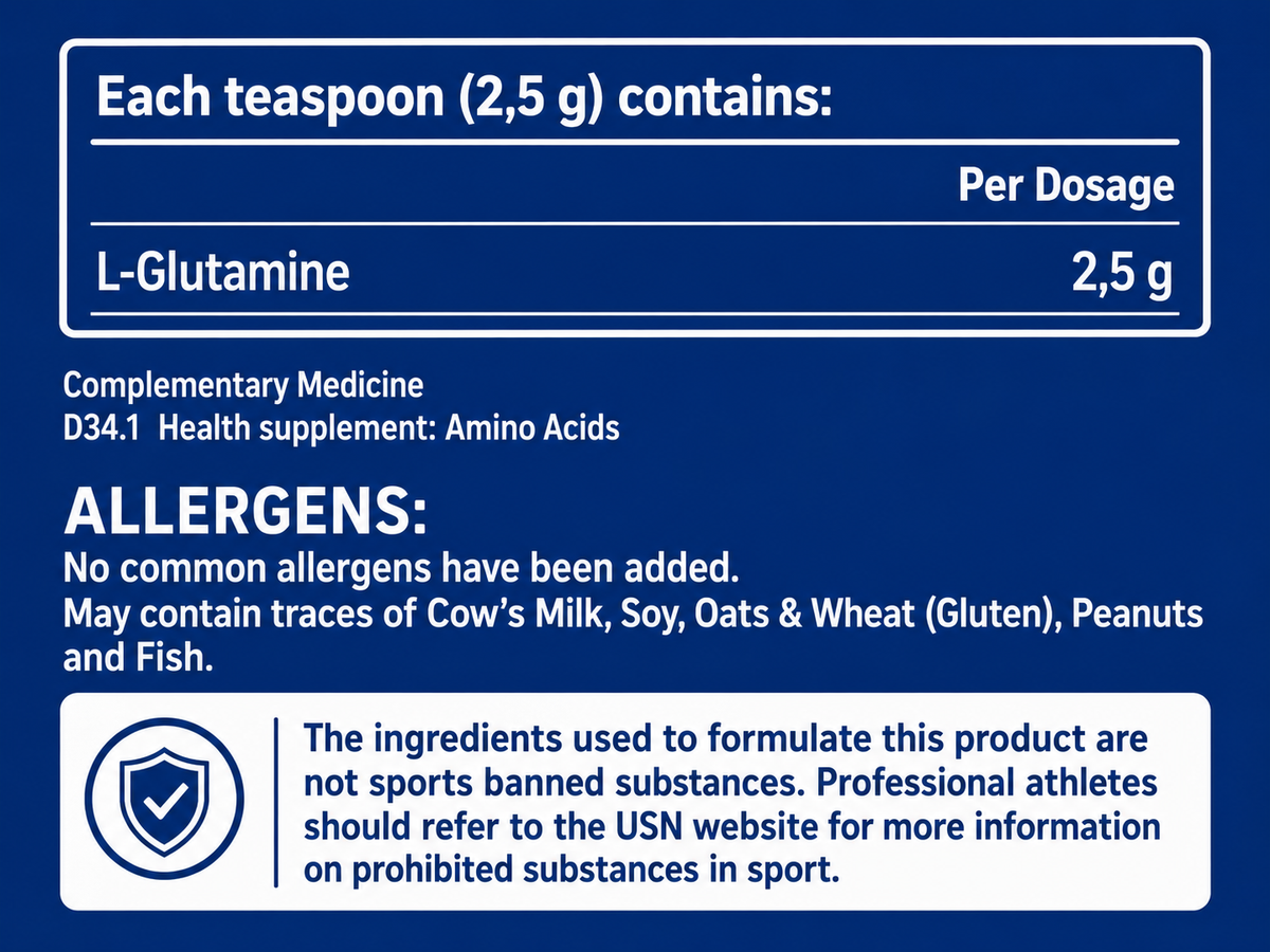 Pure GLUTAMINA Micronized POWDER – 300 grs / 120 servicios, unflavored