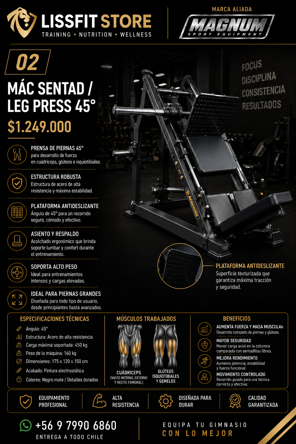 Máquina Sentad / Leg Press 45° Magnum