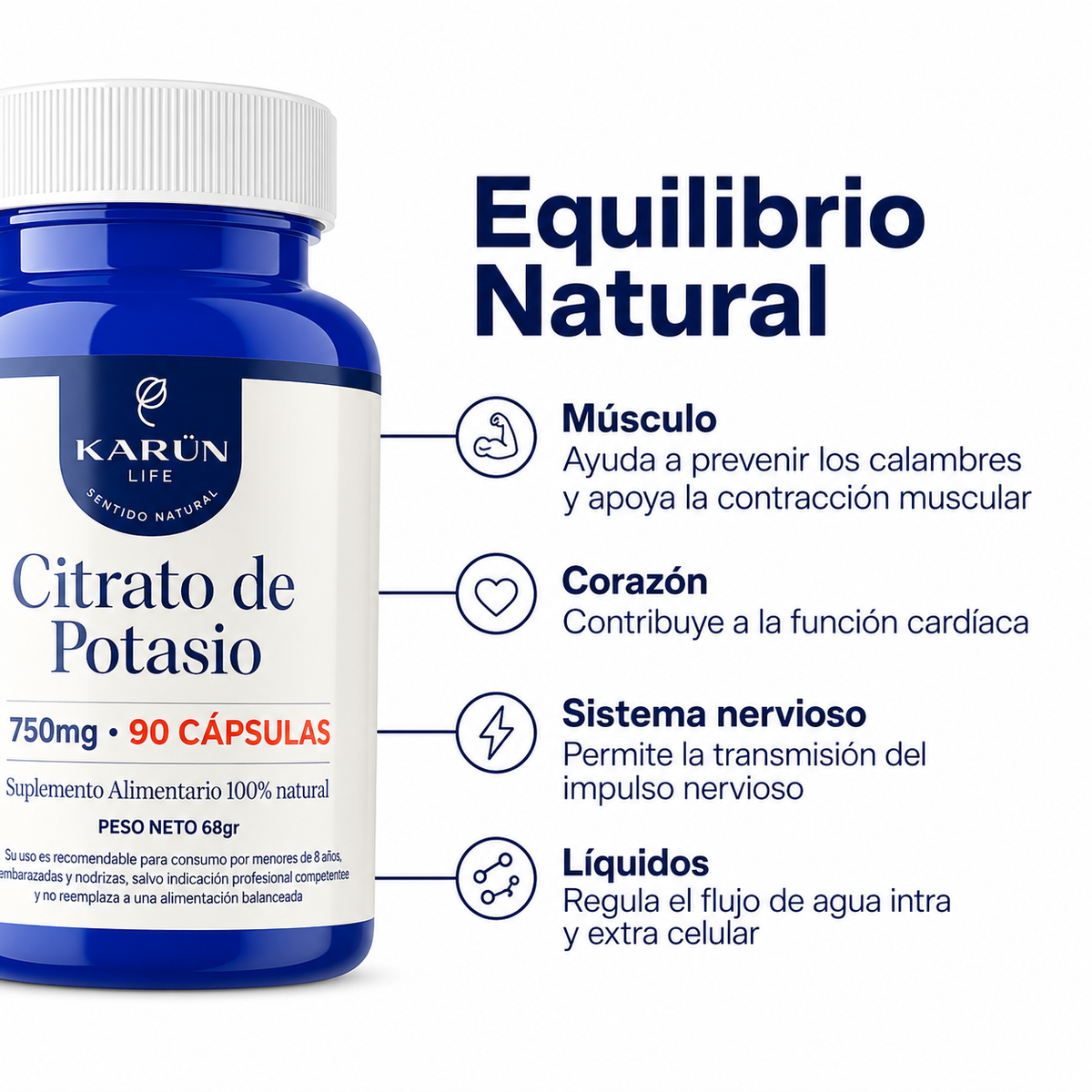 Citrato De Potasio 90 Capsulas 750 Mg