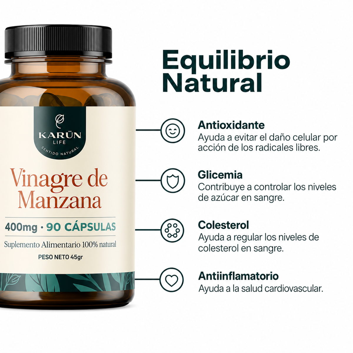 Vinagre De Manzana 400mg 90 Cápsulas