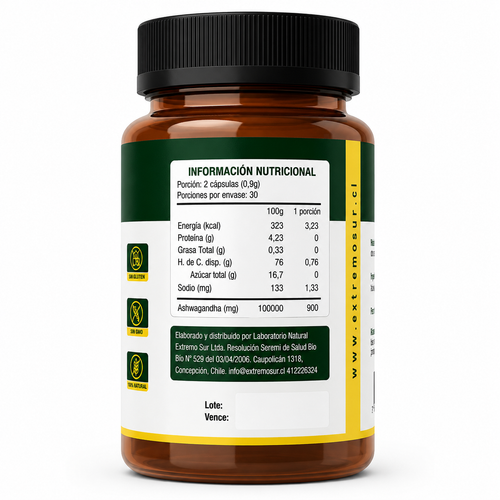 Ashwagandha 450 mg - 60 cápsulas vegetales