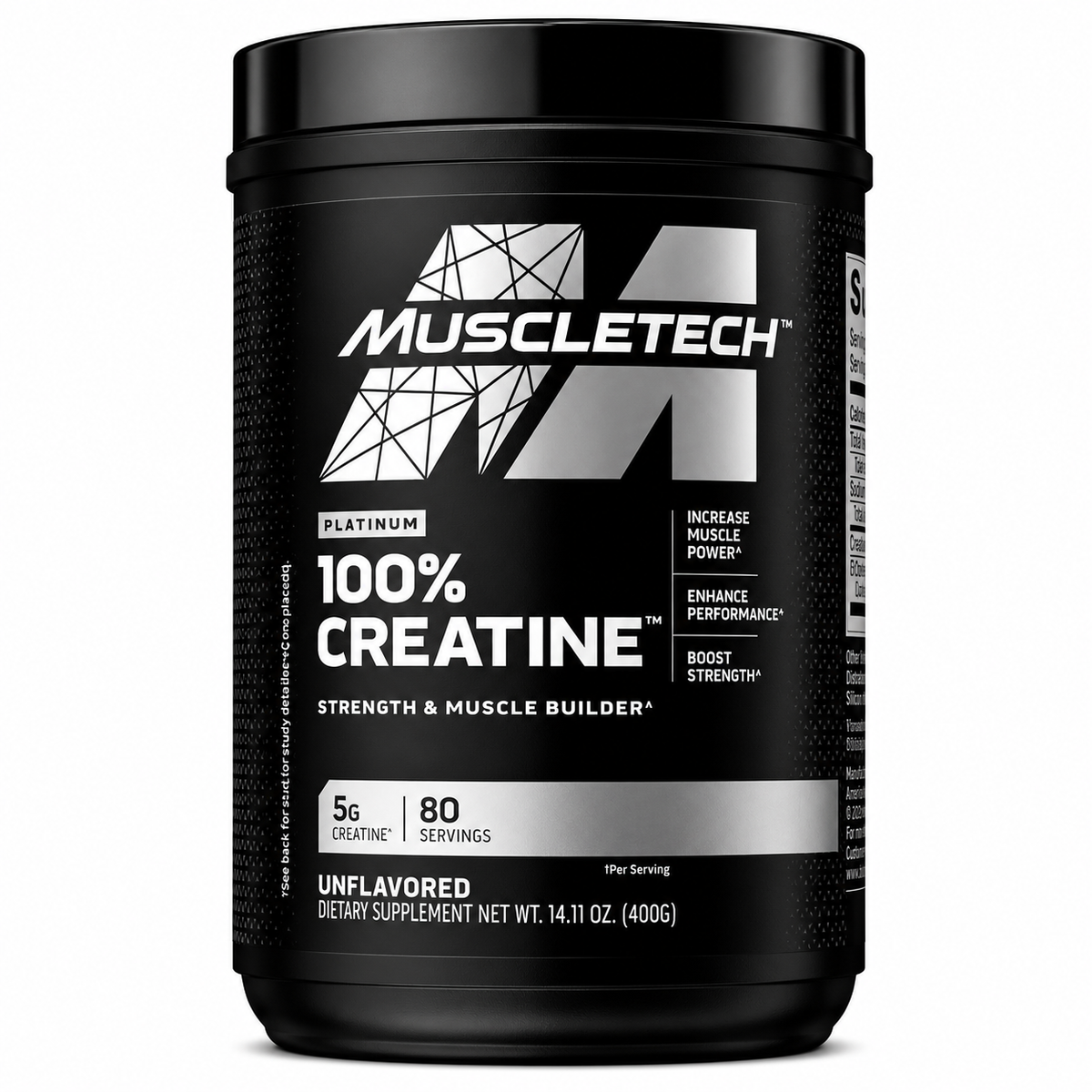 100% Creatina PLATINUM Monohydrate – 400 grs / 80 servicios, unflavored
