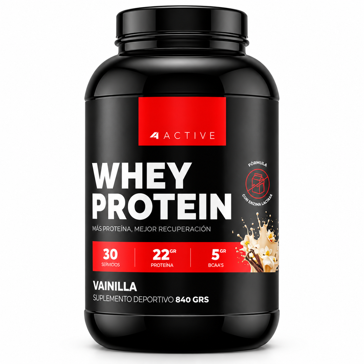 4ACTIVE WHEY Protein (SIN Gluten / Lactosa / Azúcar) - 840 grs / 30 servicios